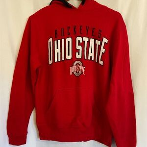 Ohio State Buckeyes Hoodie Sweatshirt Red Embroidered Appliqués Men's Medium